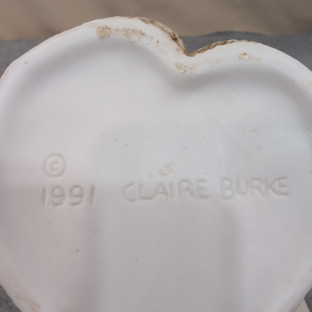 Claire Burke 1991 Ceramic Santa Claus Planter Candy Dish Red Green Holly - Picture 7 of 7